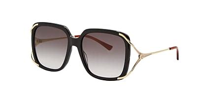 Gucci GG0647S 56 Grey Gradient & Black Shiny Sunglasses.